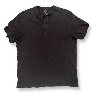 J. Crew Mens M Garment Dyed Henley Short Sleeve Black